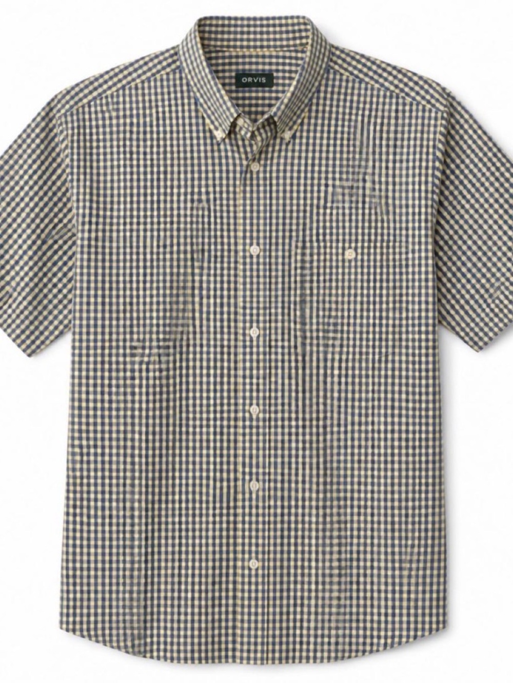Orvis Men's Blue & Yellow Gingham Shirt Size XL Tall